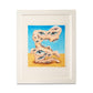 White picture frame with creature with eyes on paper