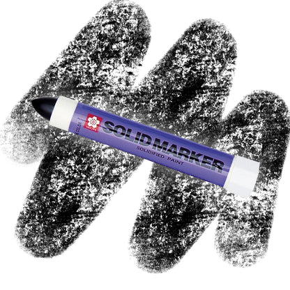 A black marker with a purple label that reads " SOLID MARKER" with a black crayon swatch.