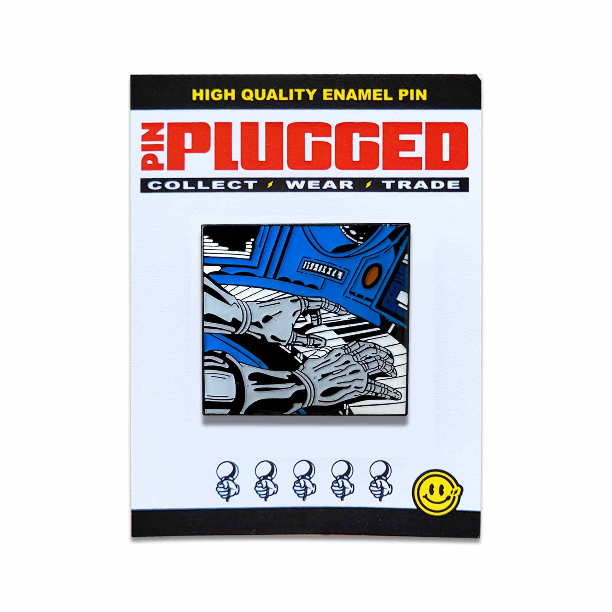 PINPLUGGED Carded MF DOOM design of Hip Hop artist MF DOOM 's metal hands playing the piano on a metal collectors pin.