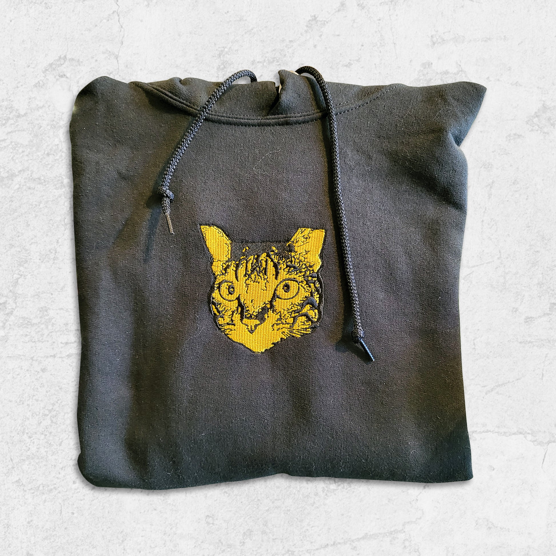 Graffiti Artist stencil cat design pull over hoodie in black