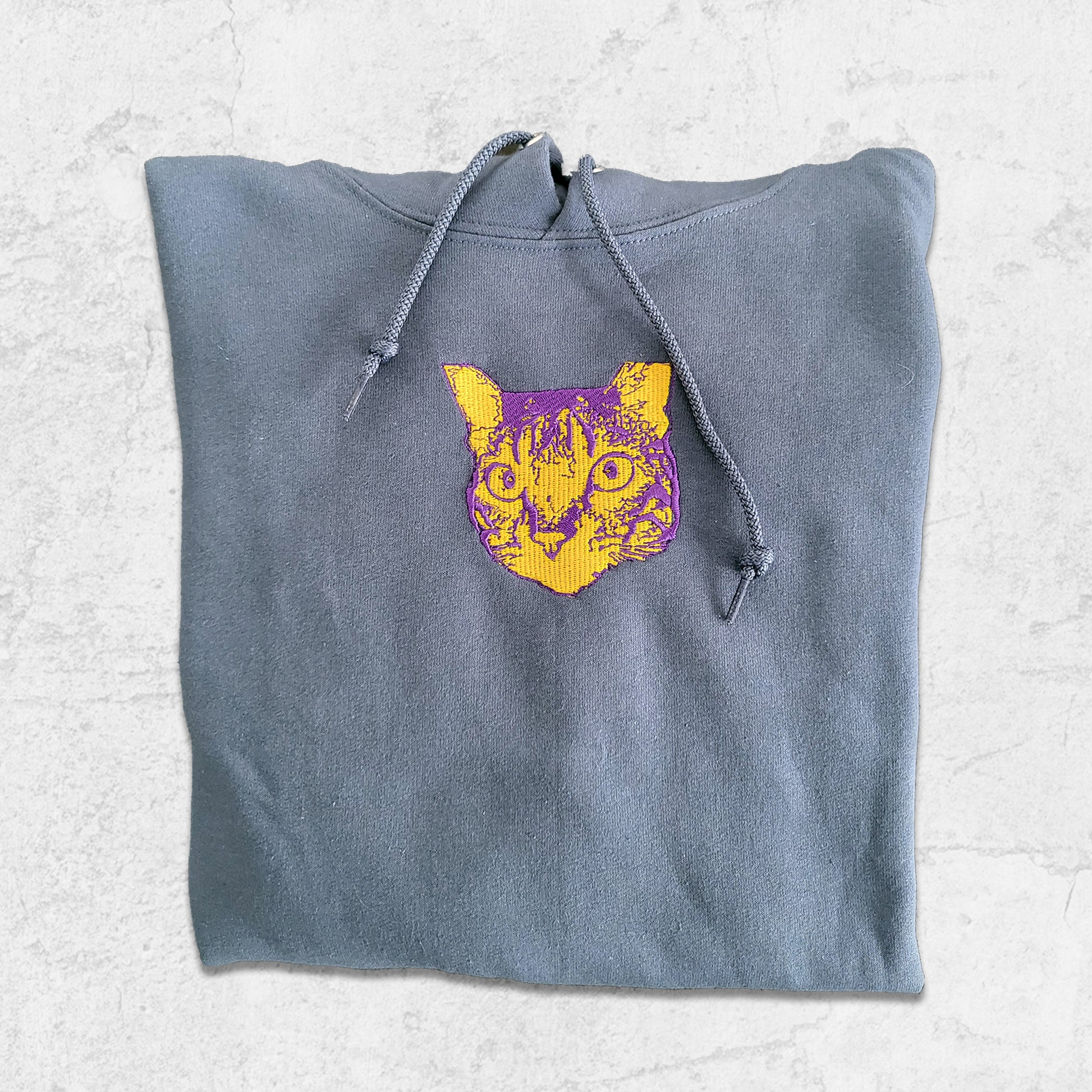 Graffiti art stencil cat design hoodie in powder blue