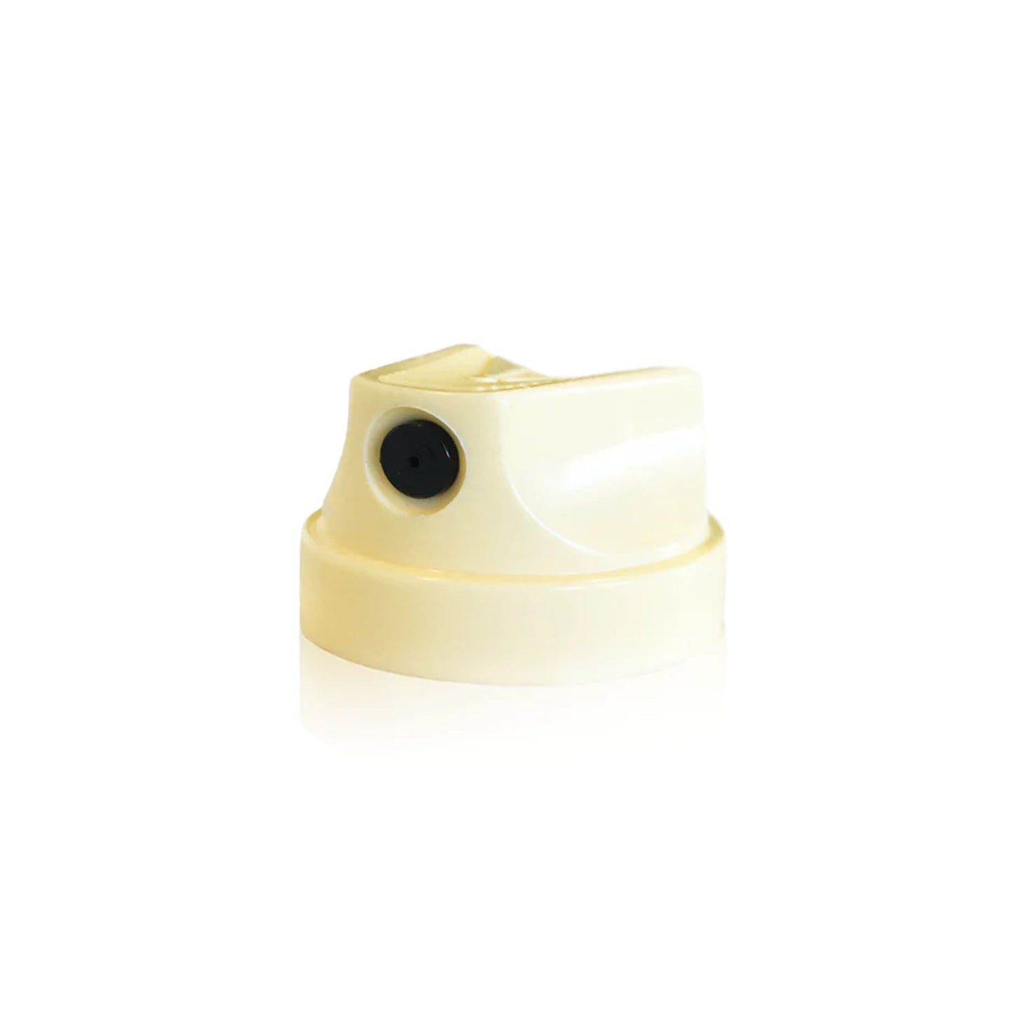 Cream colored cap with a black dot