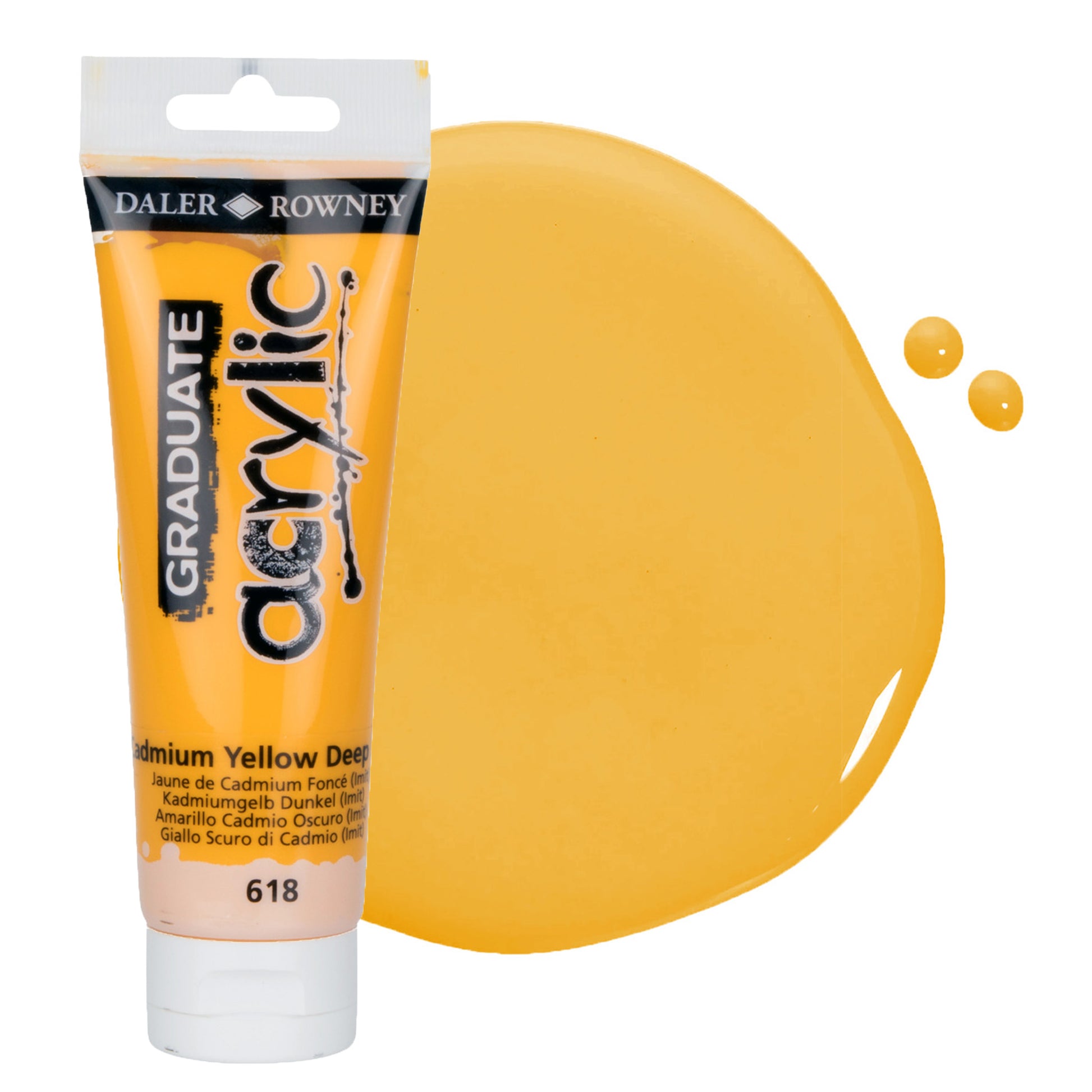 Daler & Rowney beginner's deep yellow acrylic paint tube