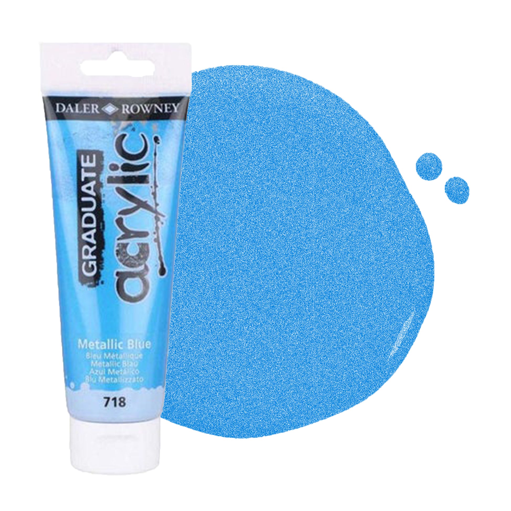 Daler & Rowney beginner's metallic blue acrylic paint tube
