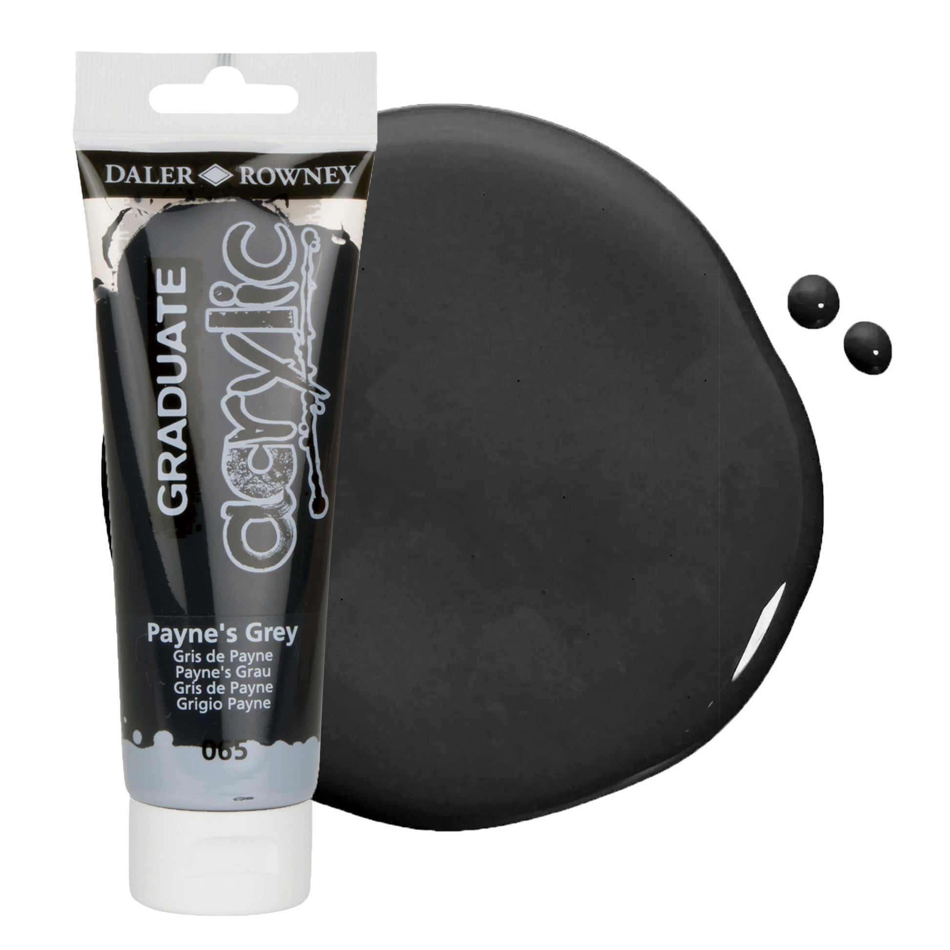 Daler & Rowney beginner's dark grey acrylic paint tube