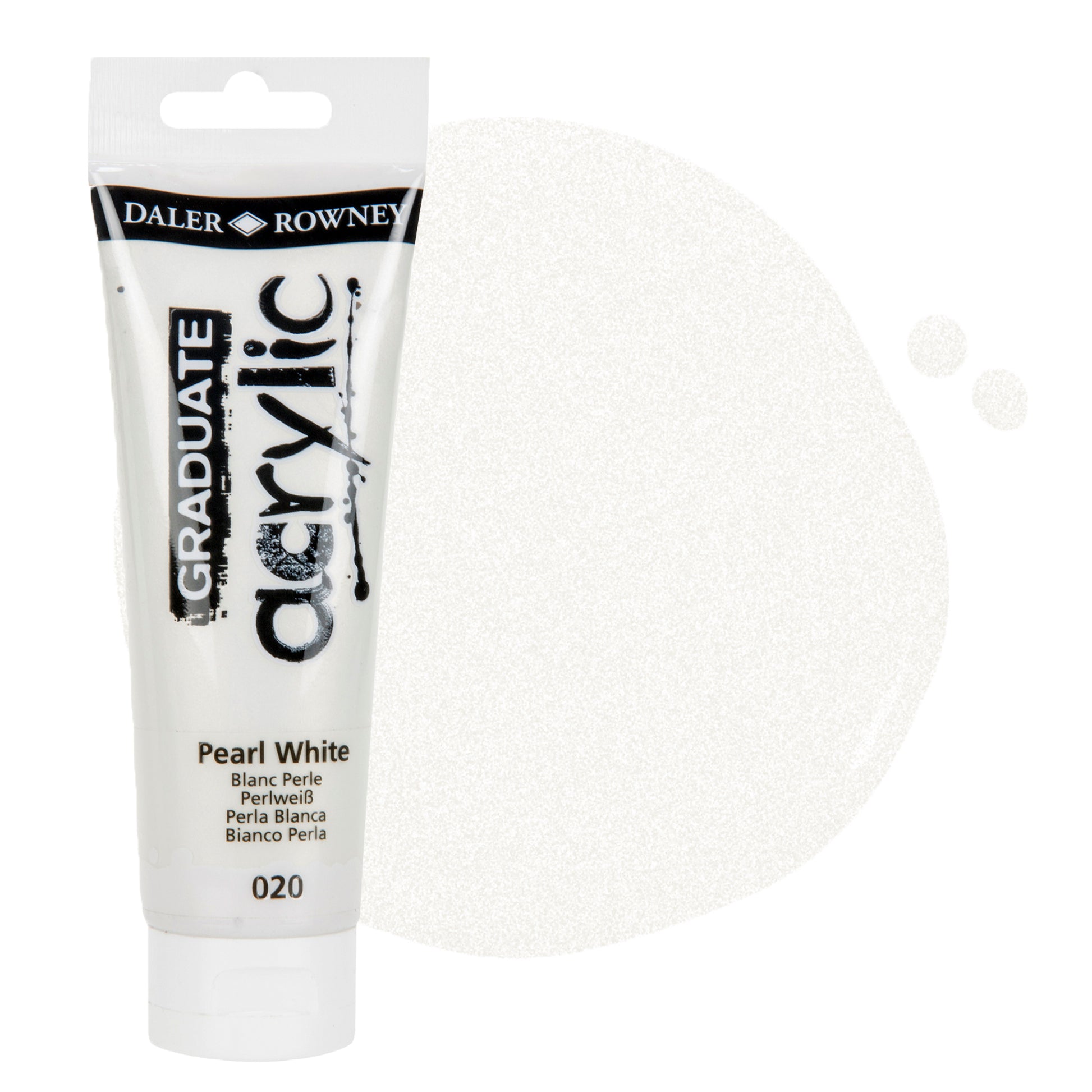 Daler & Rowney beginner's metallic pearl white acrylic paint tube