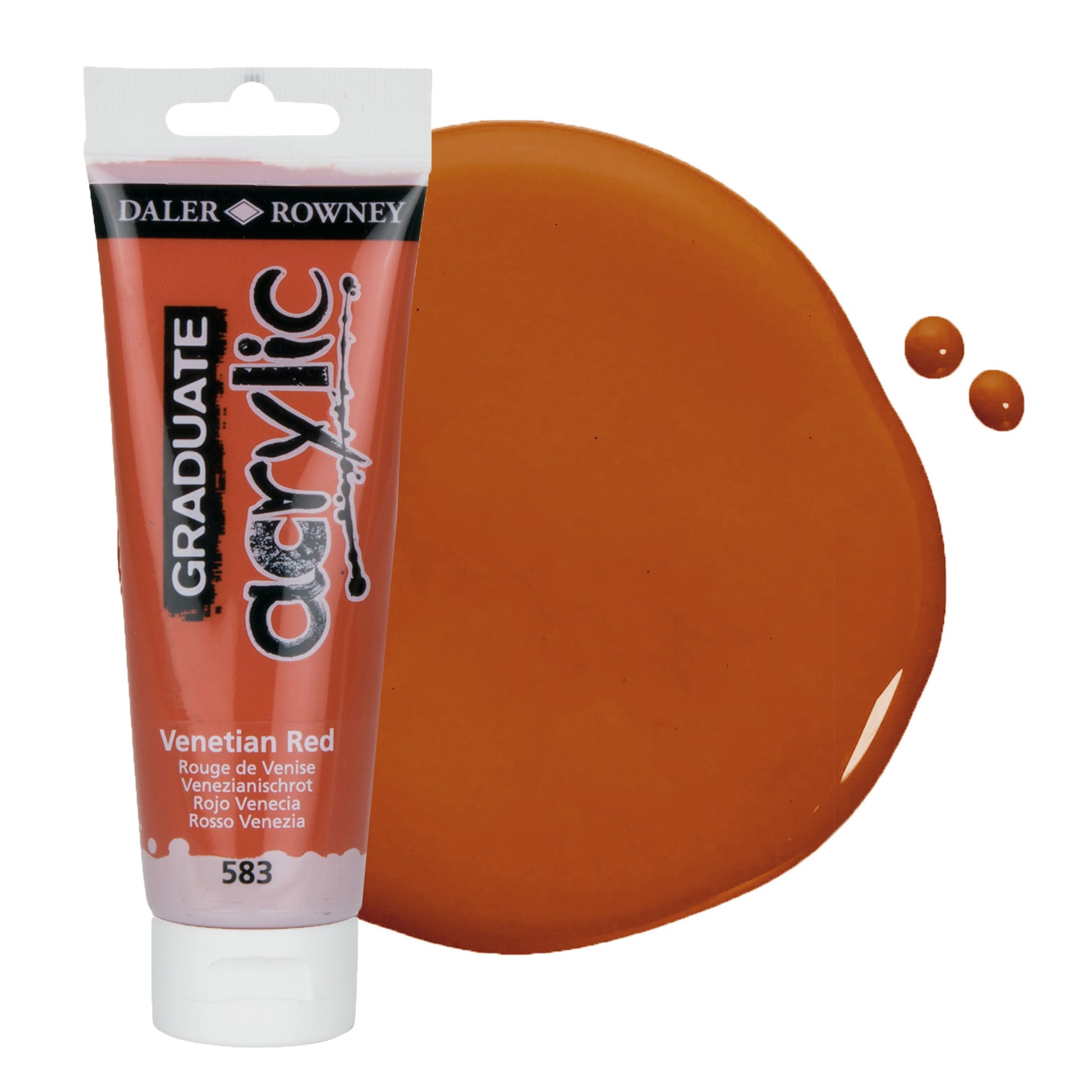 Daler & Rowney beginner's red brown acrylic paint tube