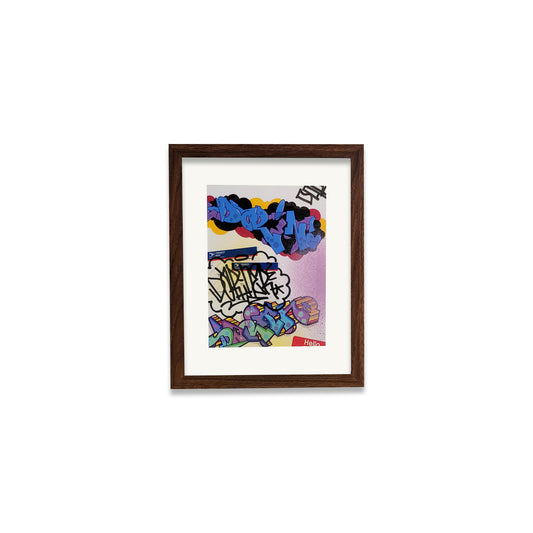 Framed print of different styles of graffiti