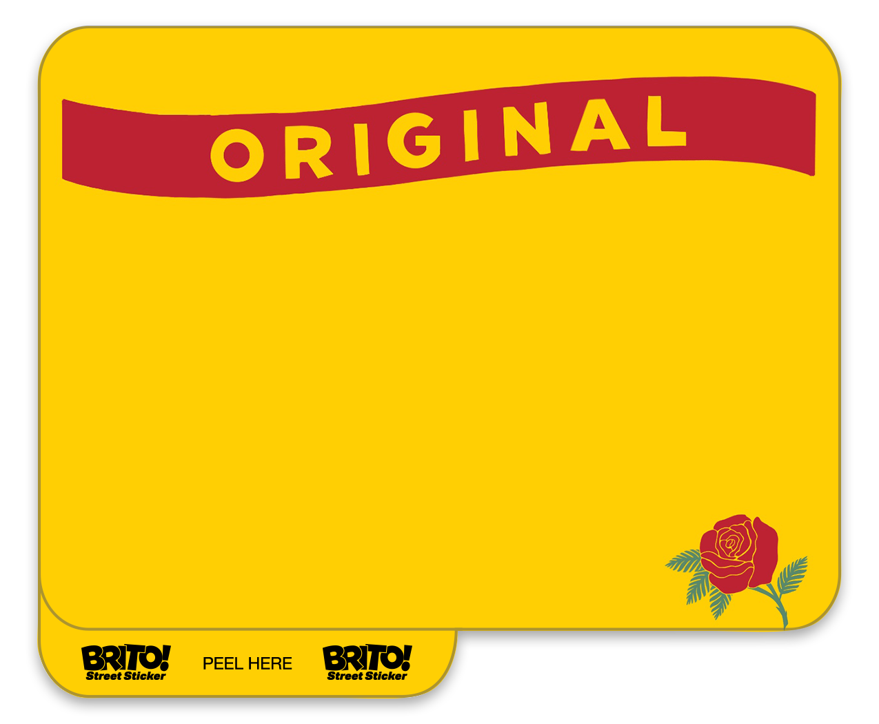 custom golden yellow brito eggshell sticker influenced by the mexican mazapan candy logo.
