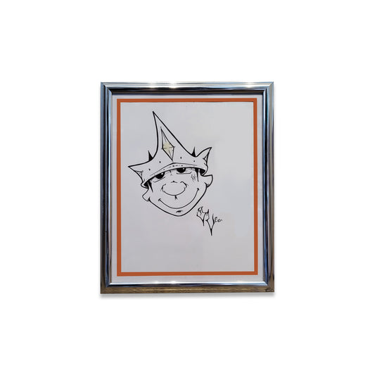 Chrome framed original drawing