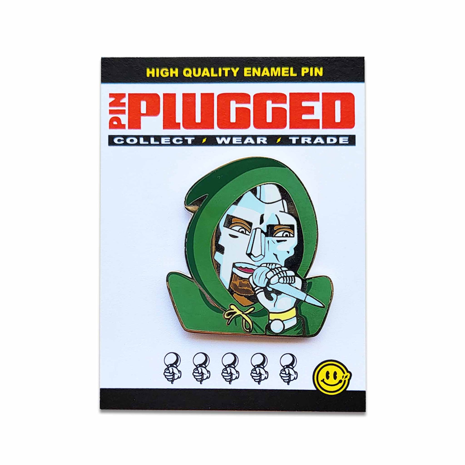 Carded pin plugged MF DOOM album cover pin