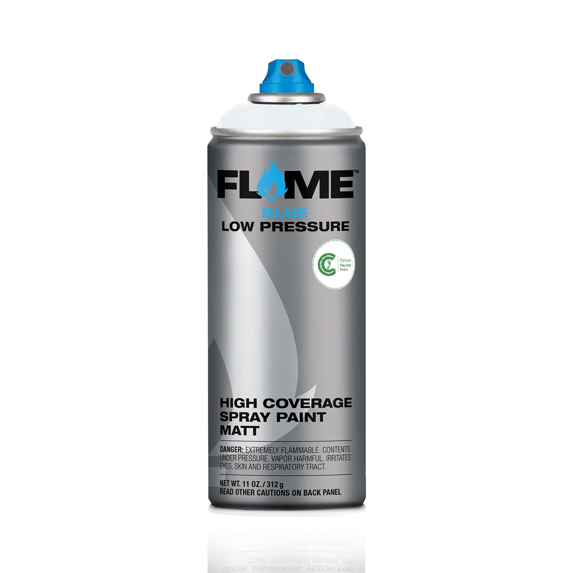 Flame white spray paint can on a white background.