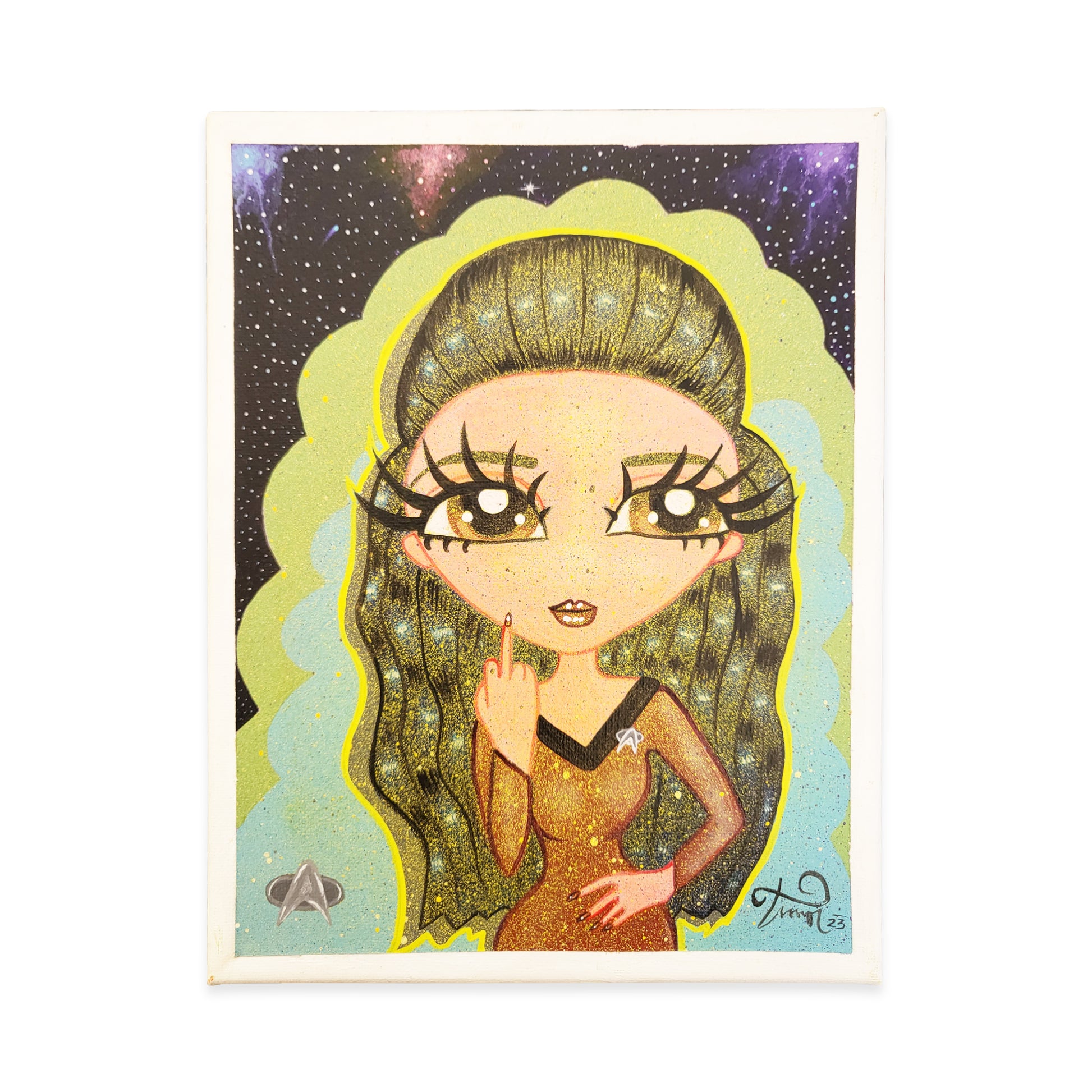 Deanne Troi of Star Trek painted character signed by Timoi