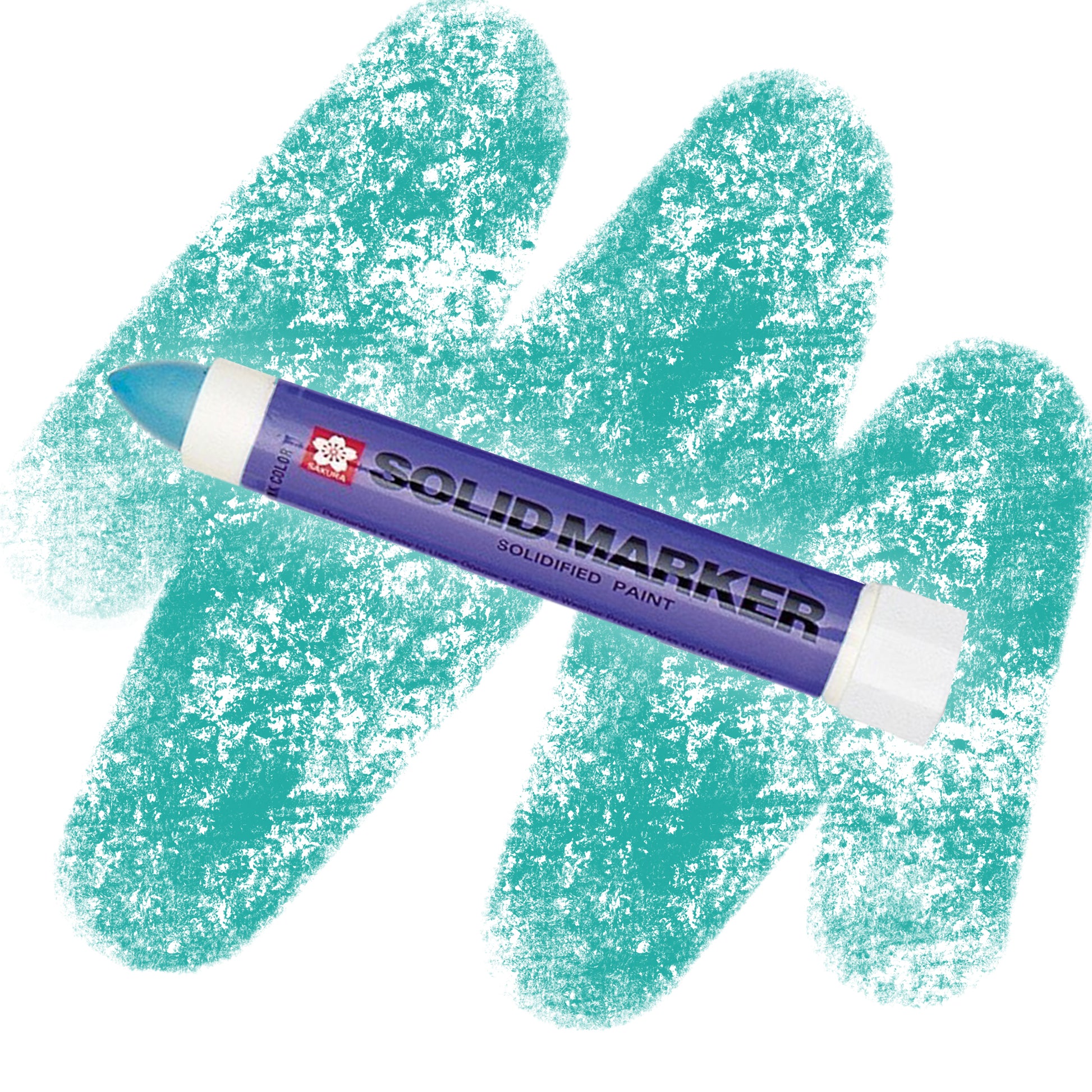 A green marker with a purple label that reads " SOLID MARKER" with a green crayon swatch.