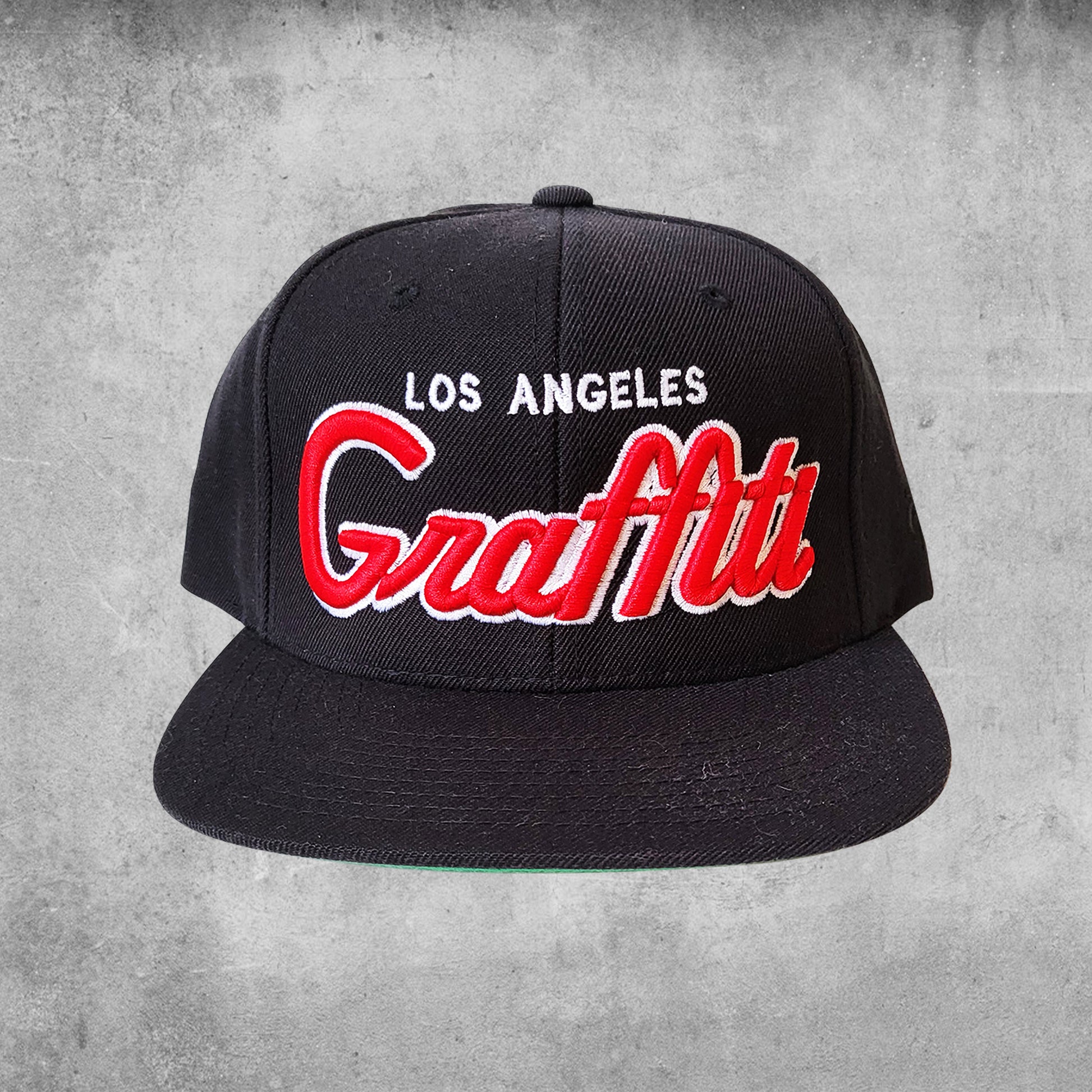 Los Angeles graffiti the city black and red snap back cap