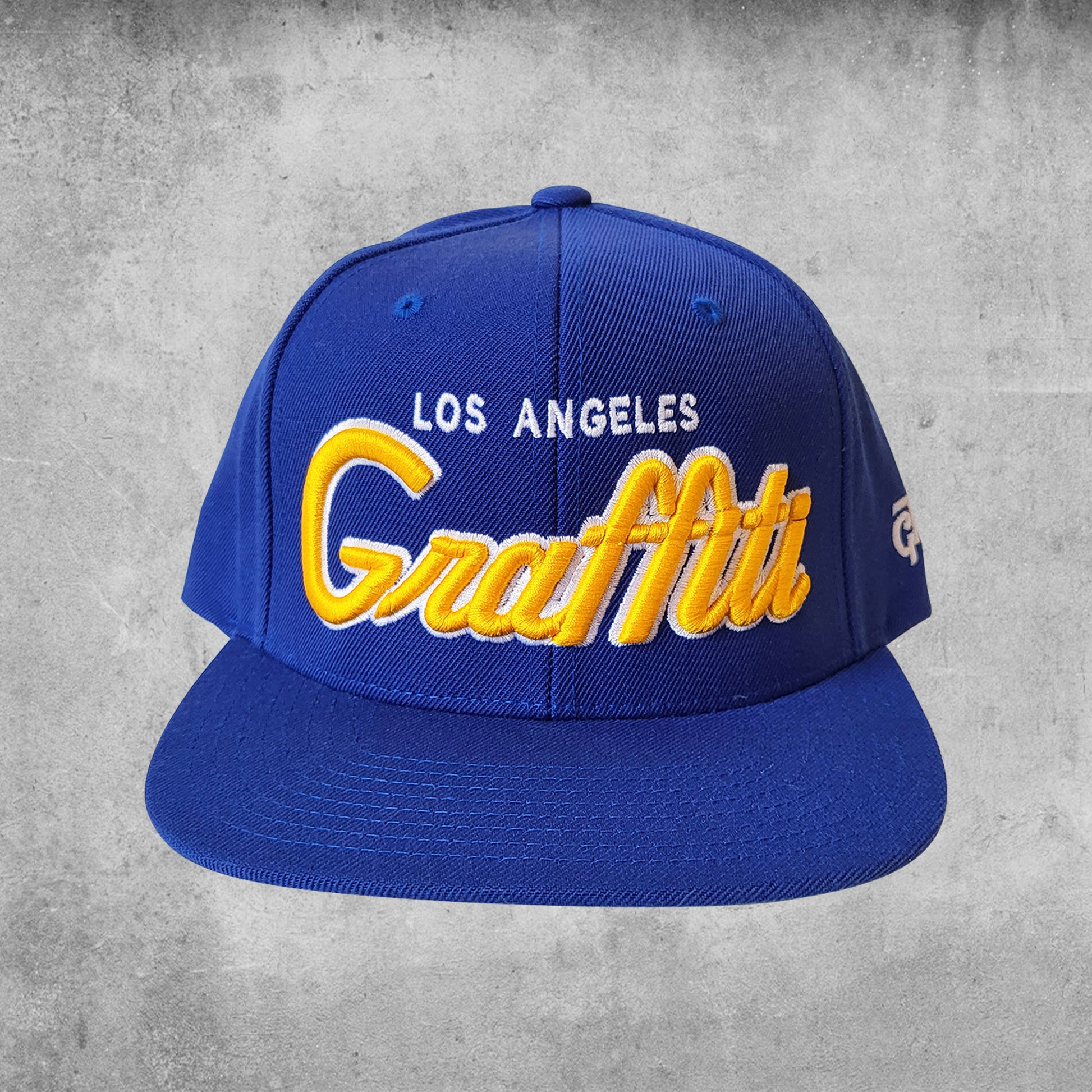 Los Angeles graffiti the city blue and gold snap back hat