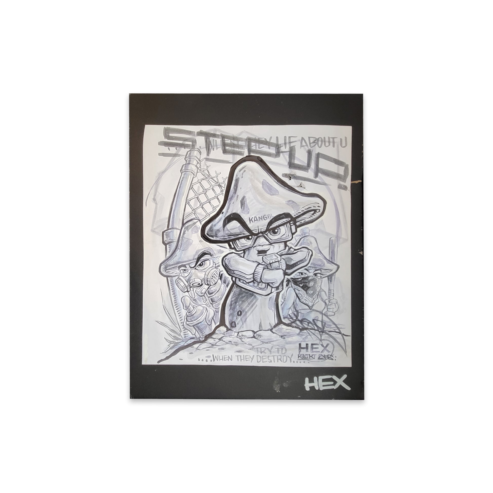 Original sketchbook drawing page by artist Hex