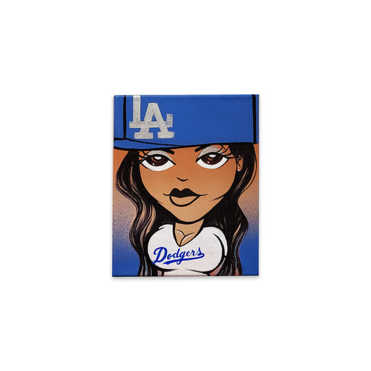 Original painting of LA Dodger girl by street artist King 157.