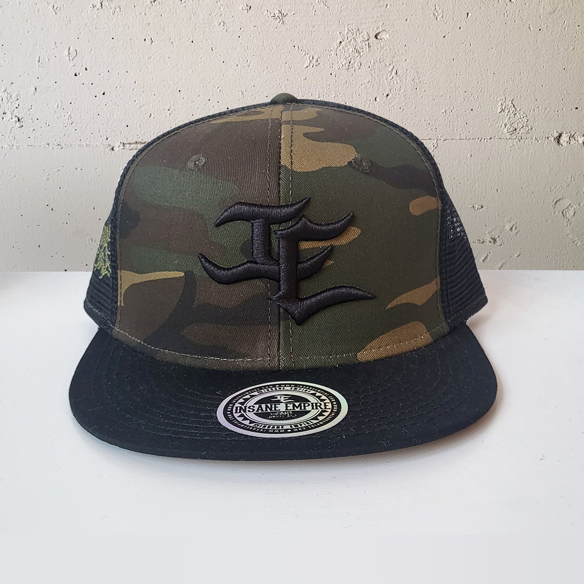 Local artist clothing brand inland empire camo mesh snap back