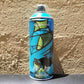 Loop Colors spray can with abstract graphic design against a textured beige wall