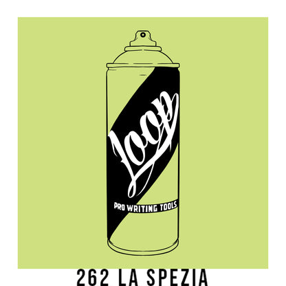 Loop Colors spray paint can in the color La Spezia green