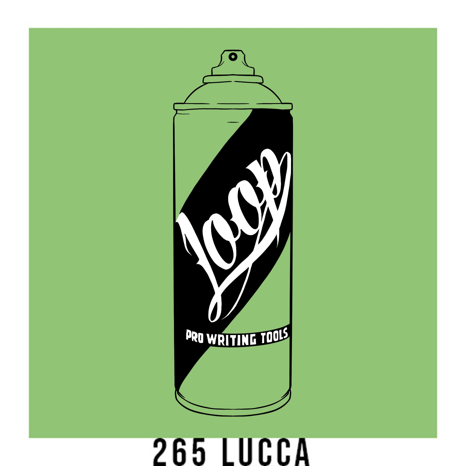 Loop Colors spray paint can in the color Lucca green