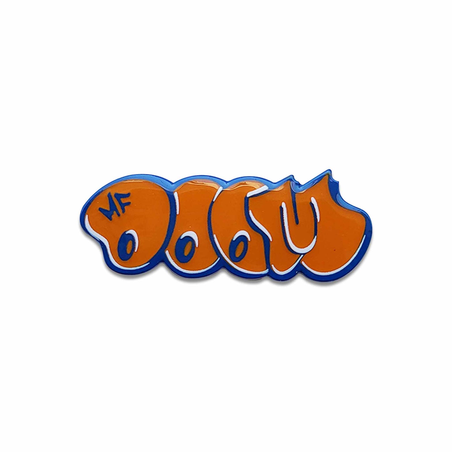 Blue and orange throwie MF DOOM