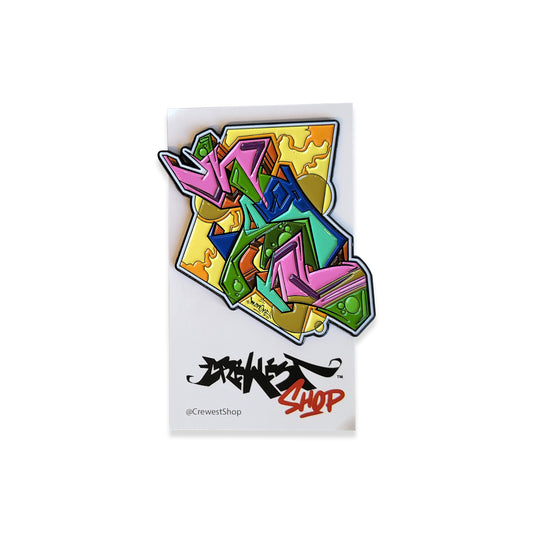 Original art design by Man One graffiti artist, collectors enamel pin