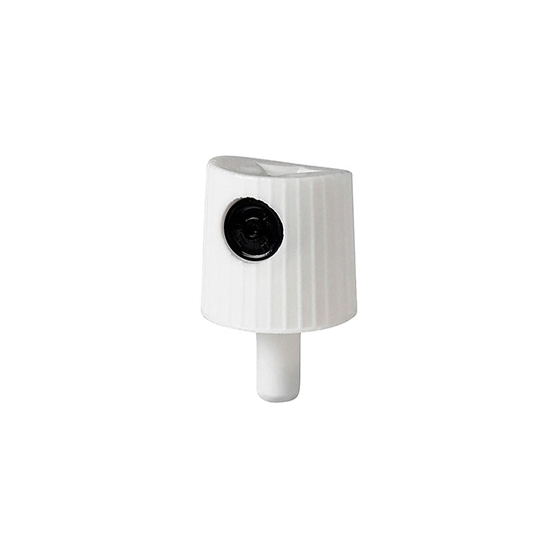 white spray paint nozzle with a black dot
