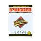Enamel pin packaging with 'Plugged' branding and a colorful wolrd series and NAS design.