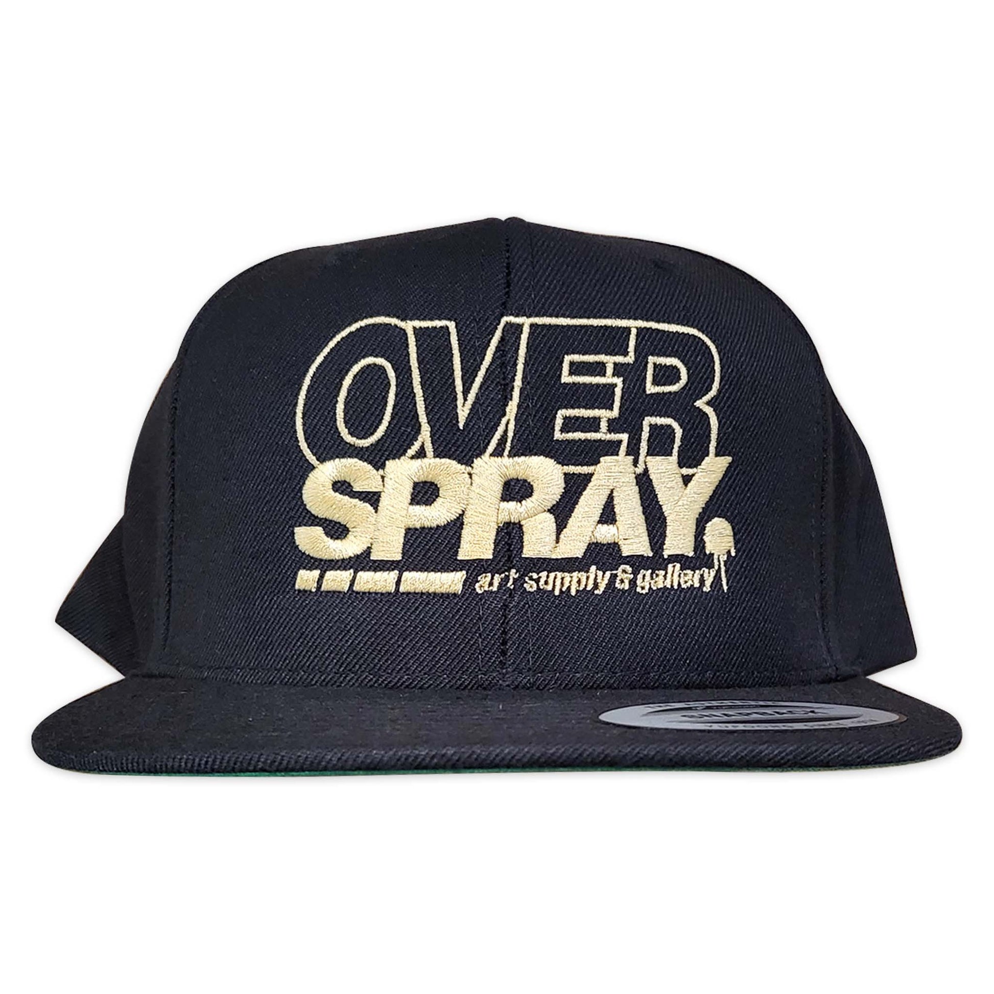 Black cap with 'OVER SPRAY' text on a white background.