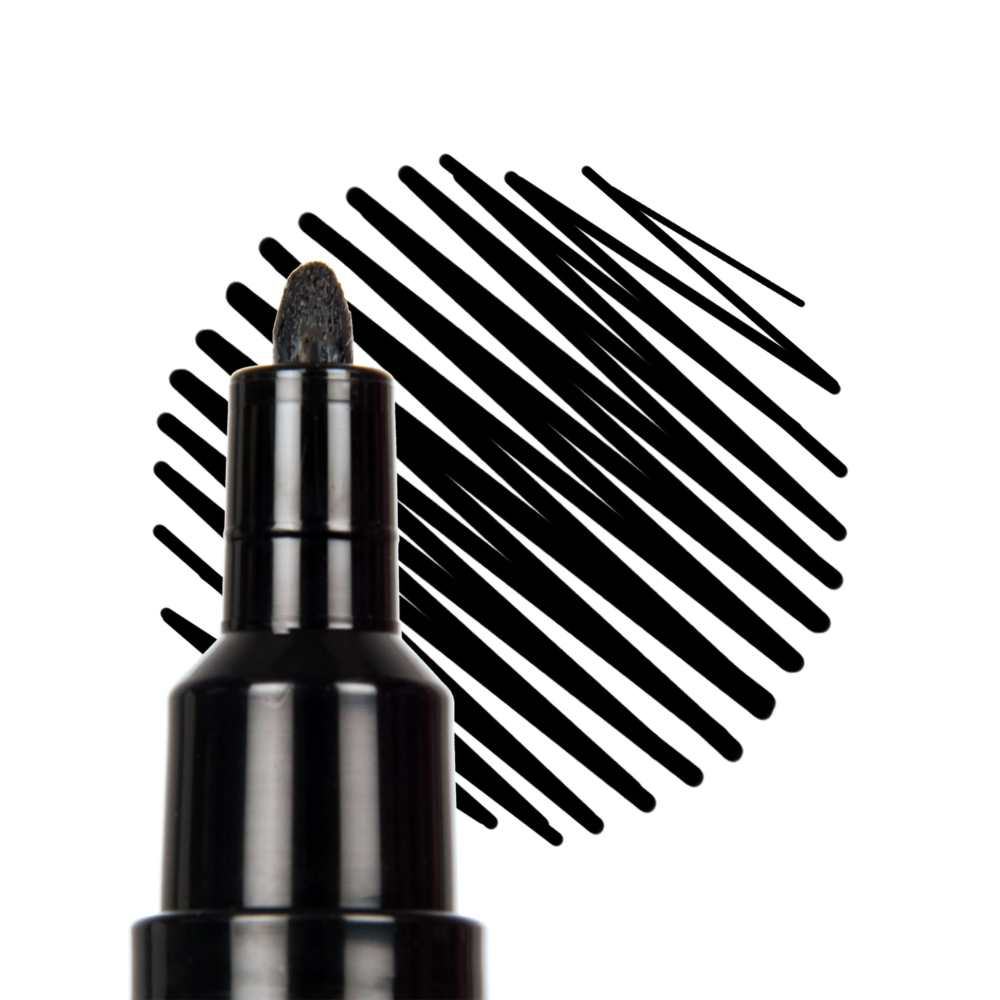 black posca marker with a black swatch