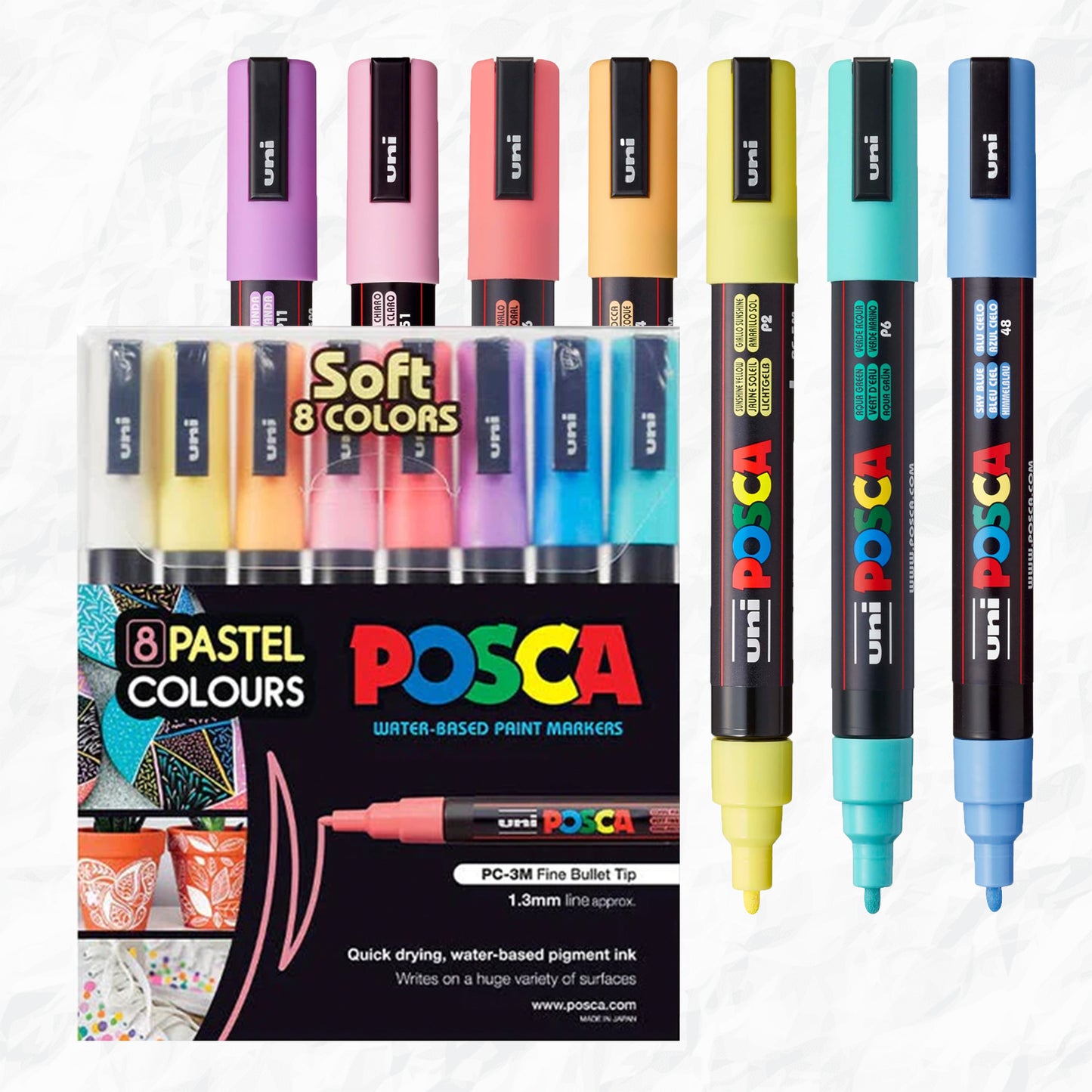 POSCA water-based acrylic paint marker 8 piece pastel color set