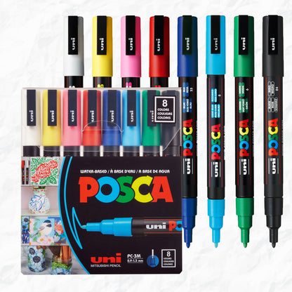 POSCA water-based acrylic paint marker 8 piece primary set 3M