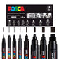 POSCA artist paint marker all black set, includes eight sizes.