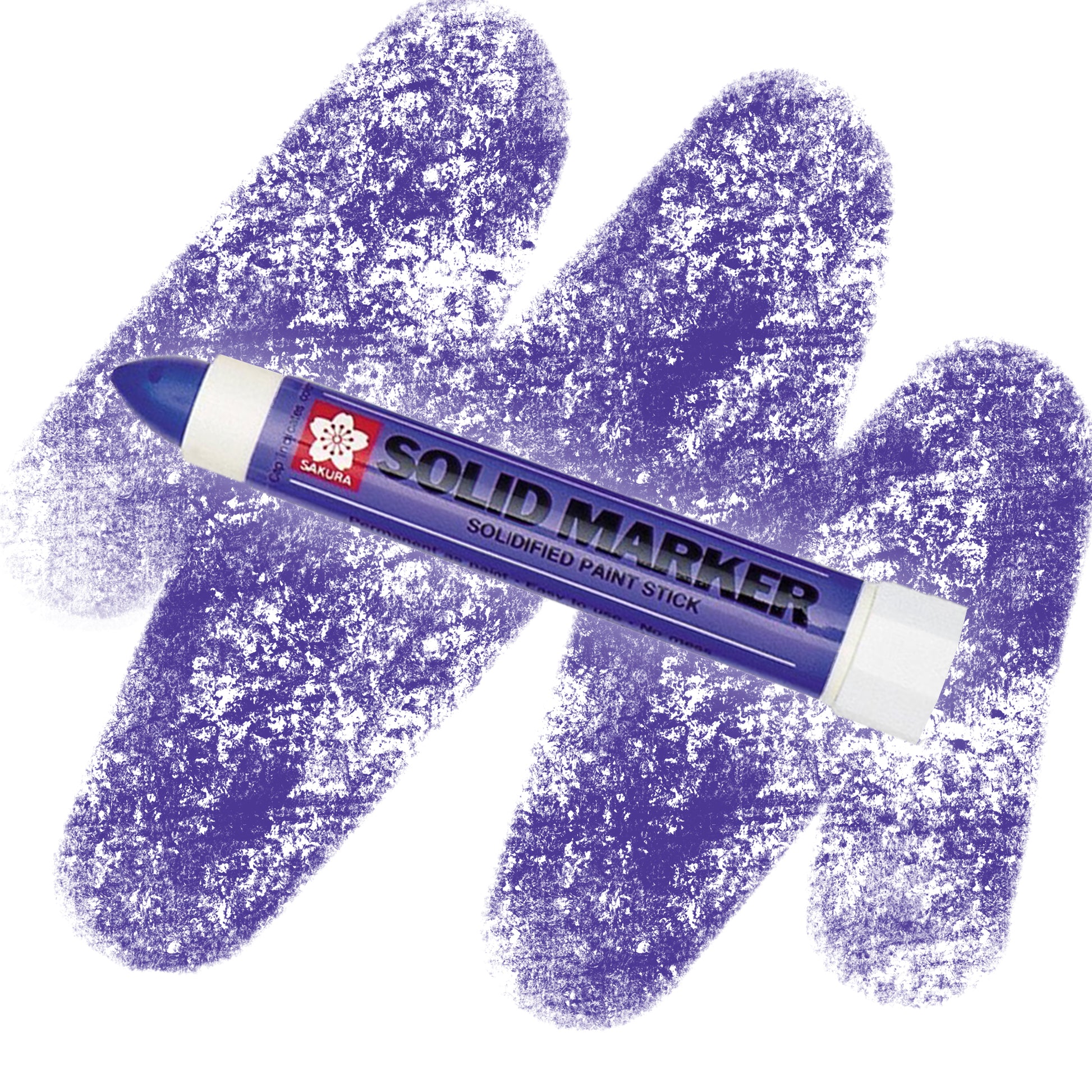 A purple marker with a purple label that reads " SOLID MARKER" with a purple crayon swatch.