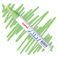 A white marker angled diagonally, the tip of the marker and the nib are colored light green. On the marker body the label reads "Uni PAINT Maker". Behind the marker is a color swatch of a squiggly line in light green.