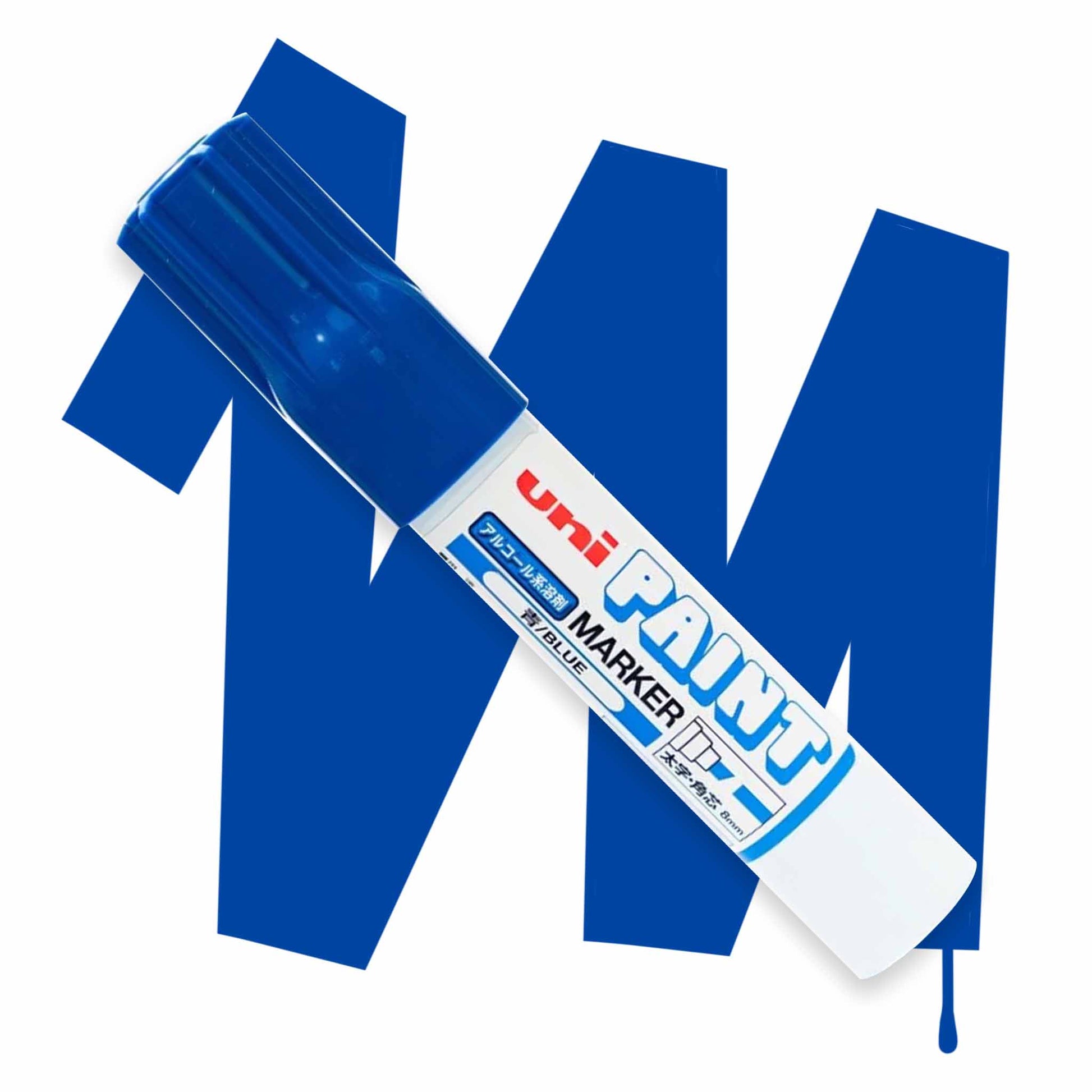 8mm Chisel tip uni paint marker in blue
