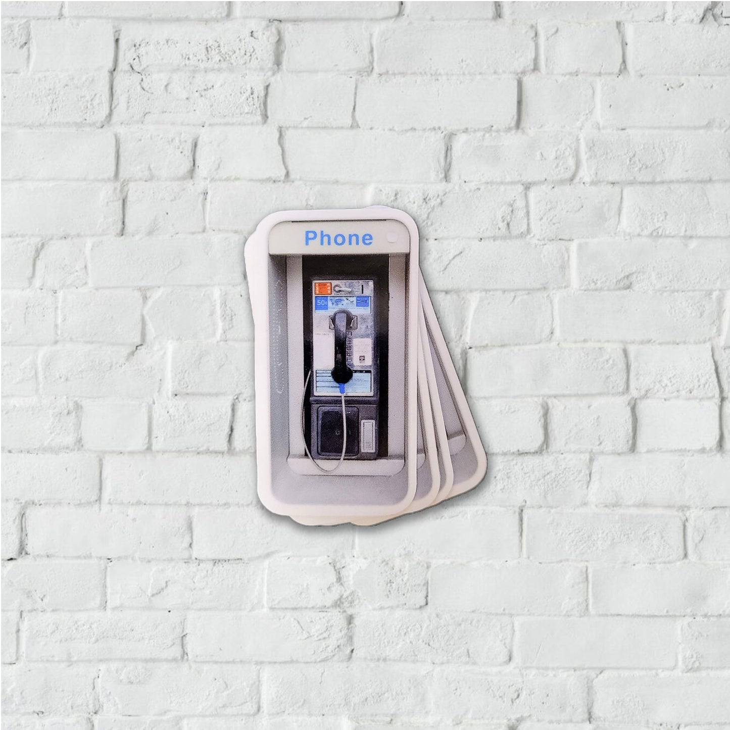 Colored sticker of a payphone booth.