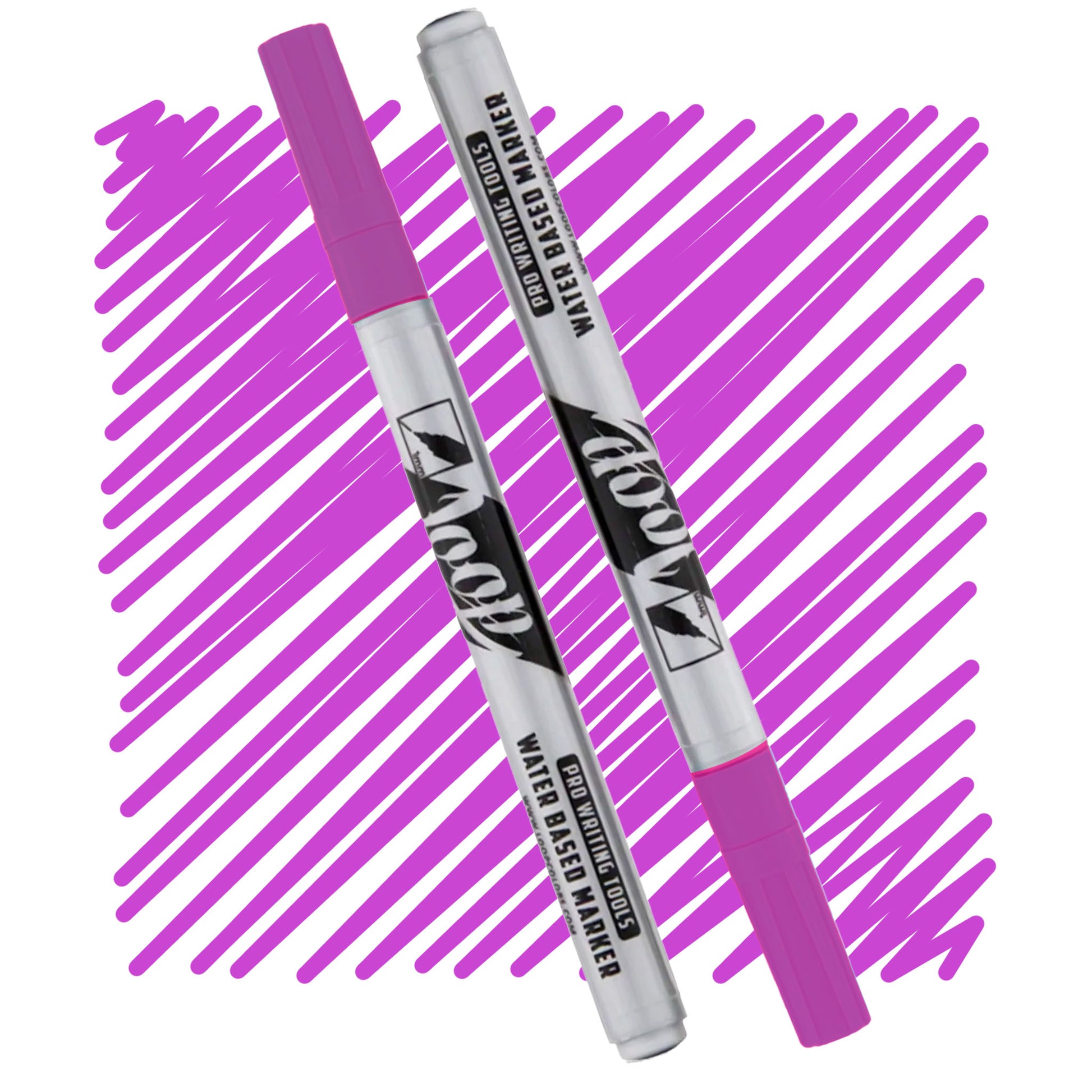 loop marker with a magenta cap ,grey body and black text on a magenta  swatch