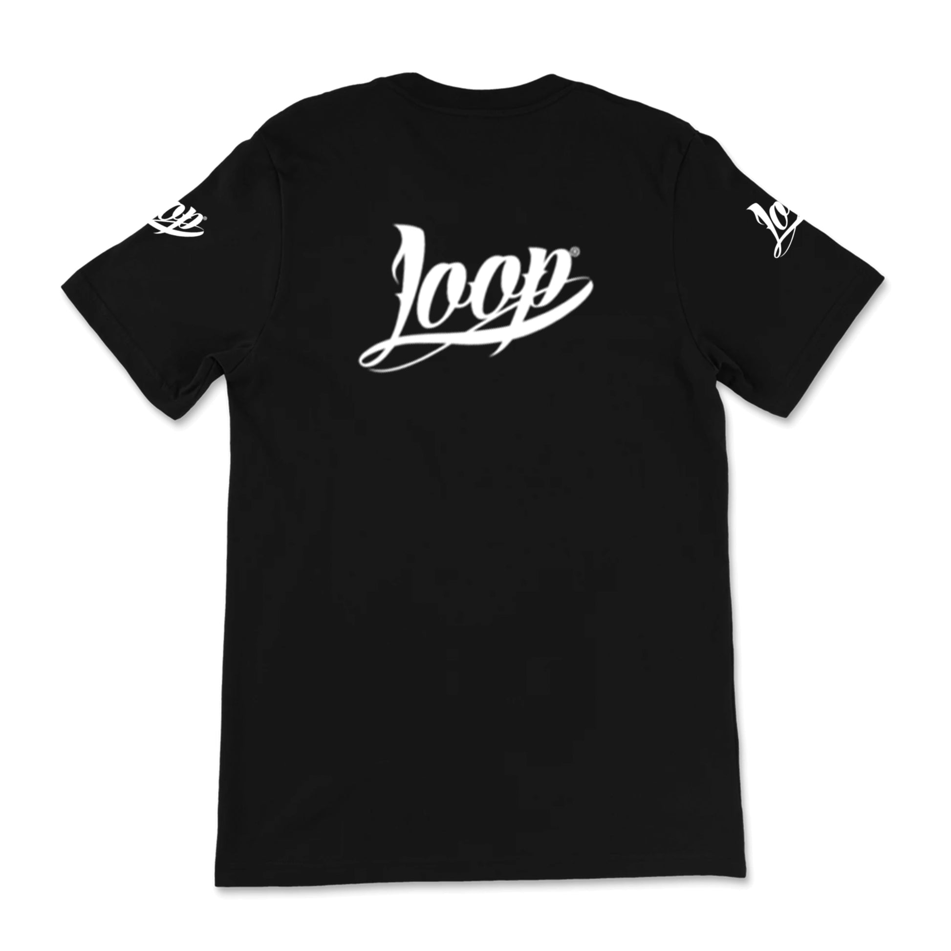 loop can usa brand shirt in black with white print logo on the back