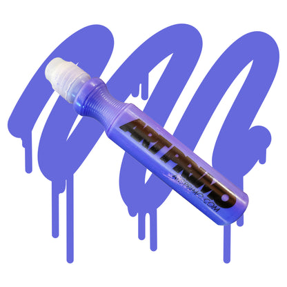 art primo mop filled with blue purple ink in front of a blue purple swatch