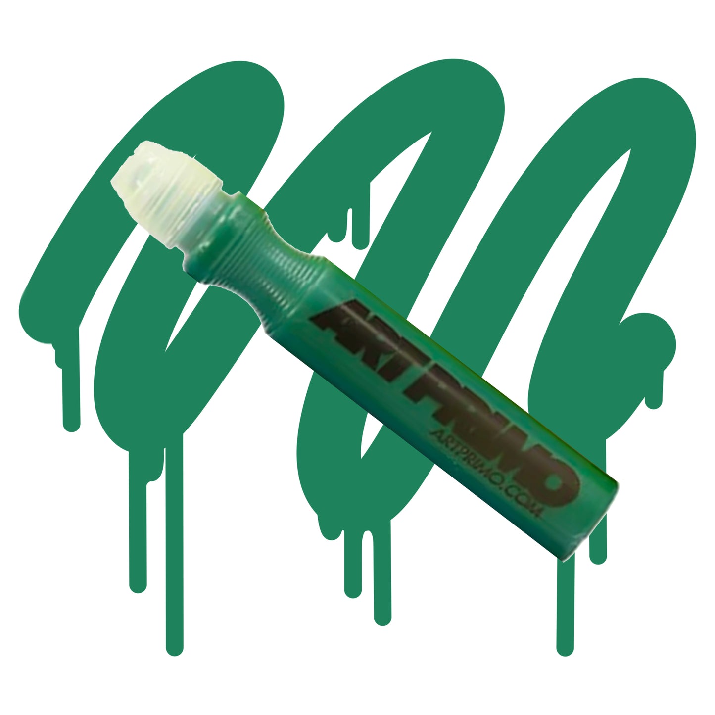 art primo mop filled with green ink in front of a green swatch