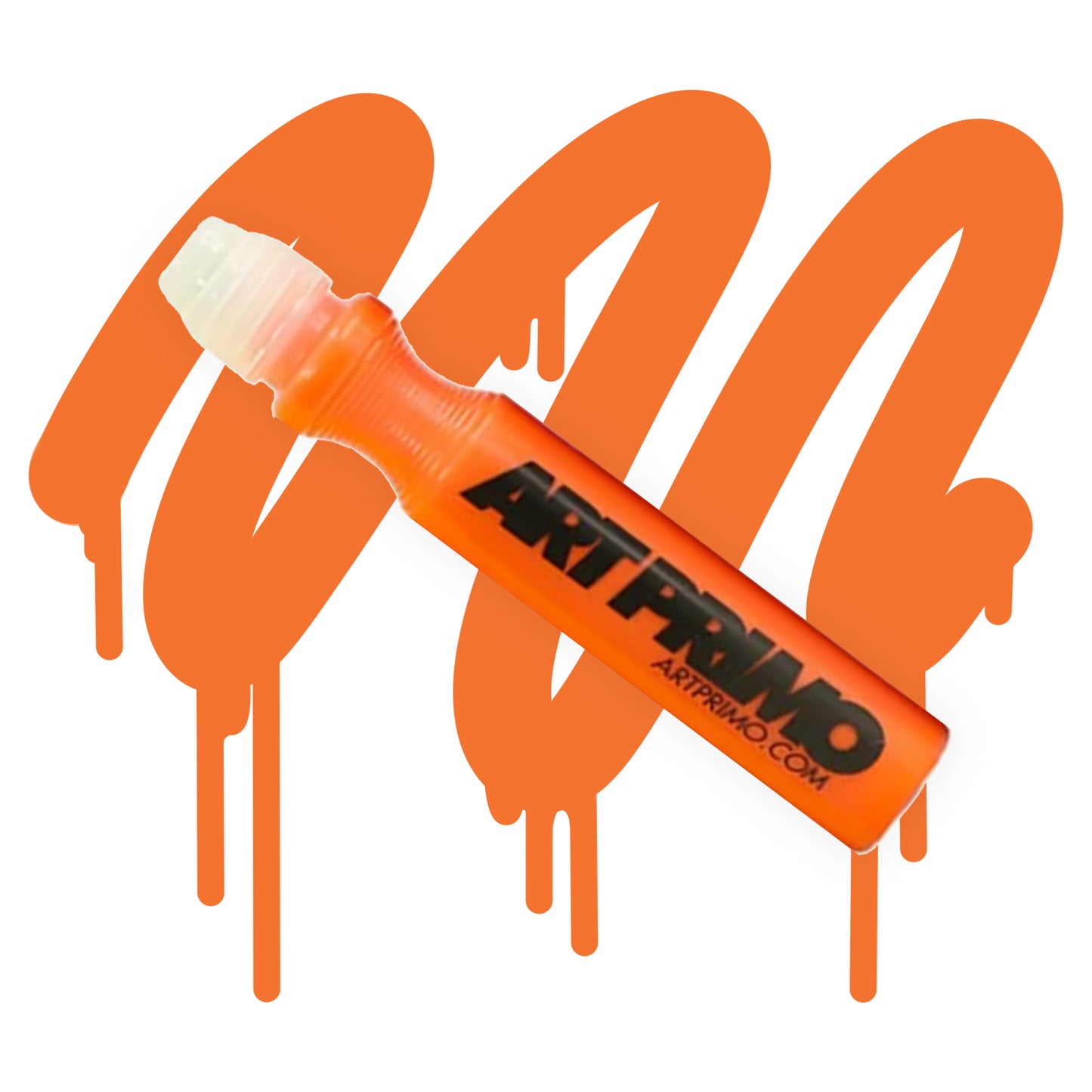 art primo mop filled with orange ink in front of a orange swatch