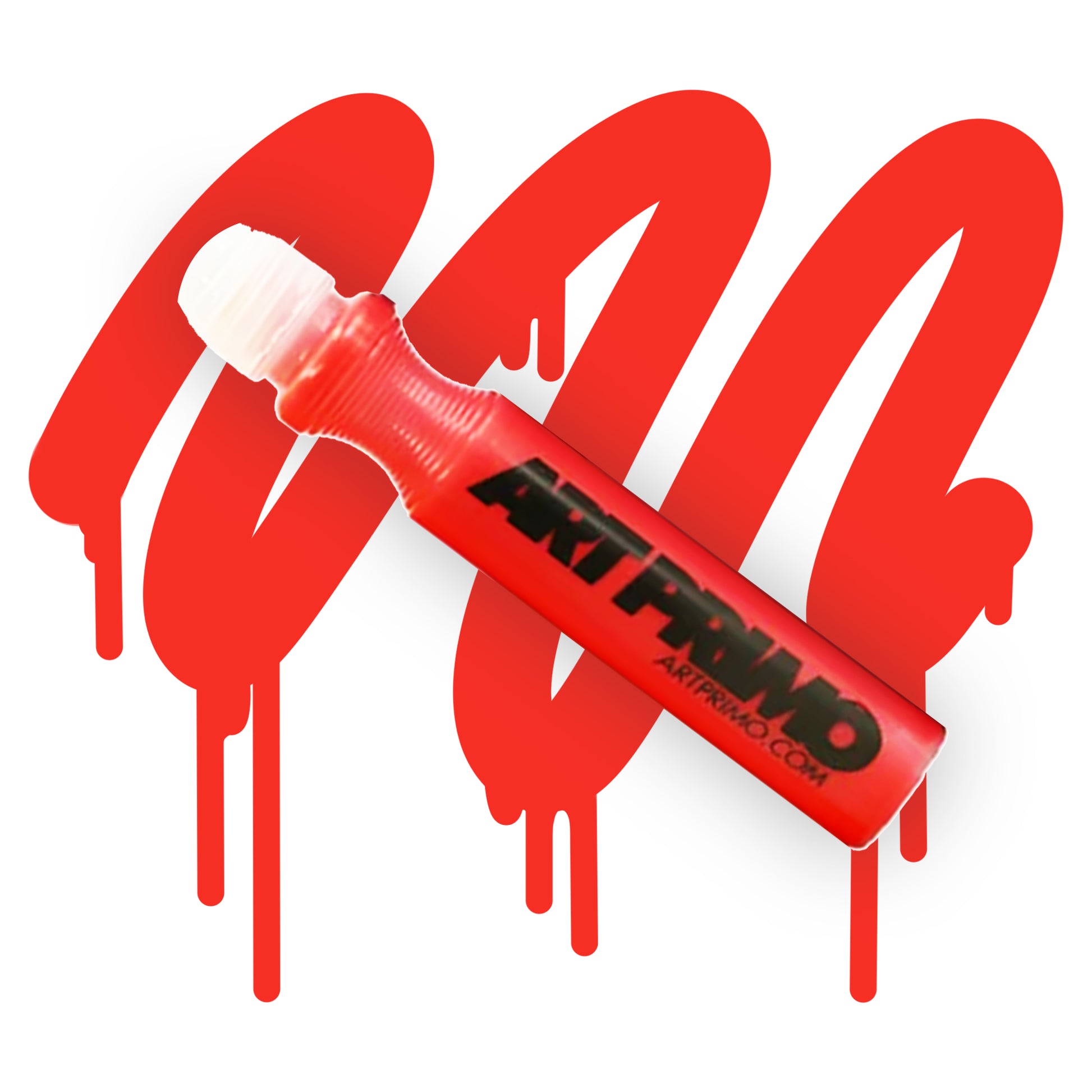 art primo mop filled with red ink in front of a red swatch