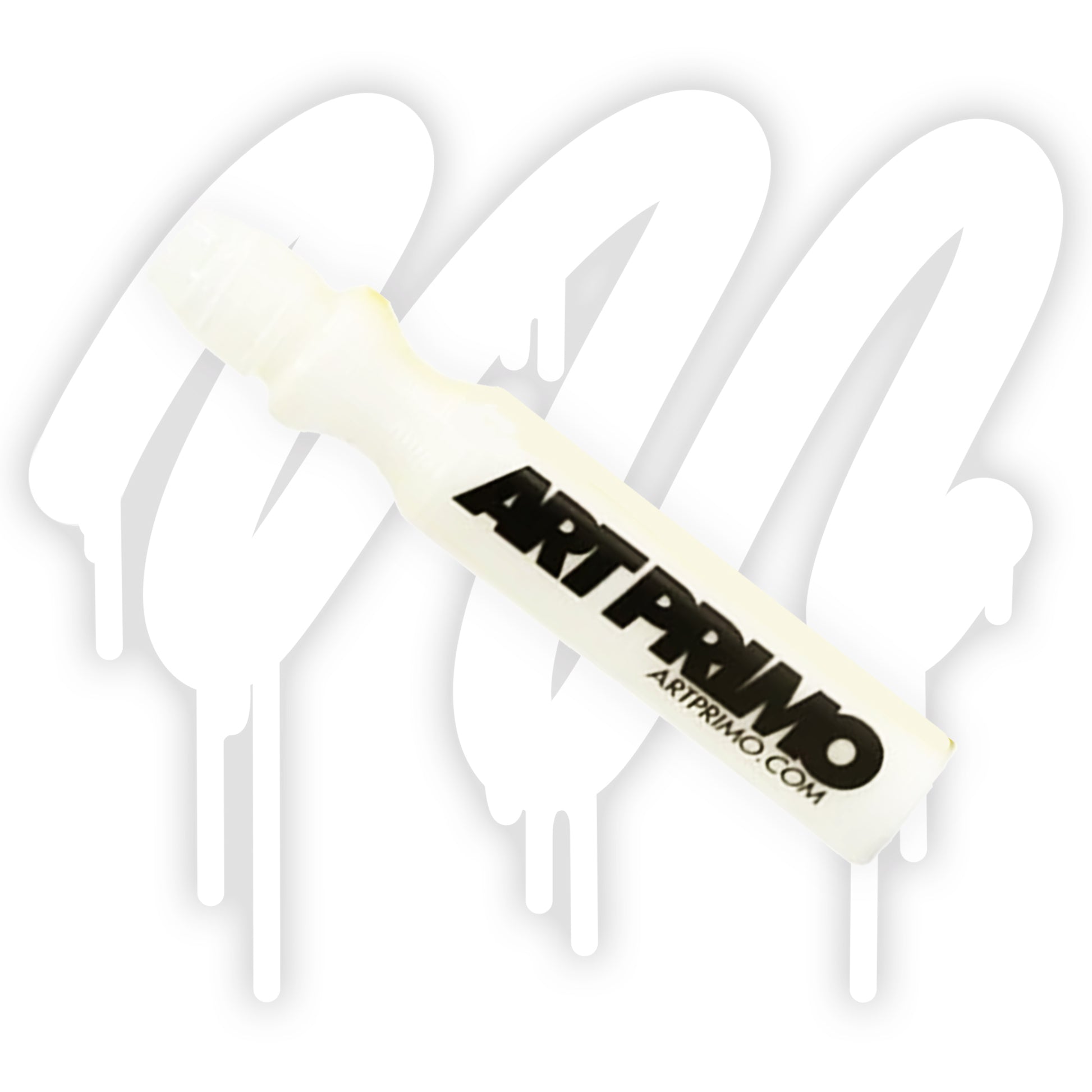 art primo mop filed with white ink in front of a white swatch