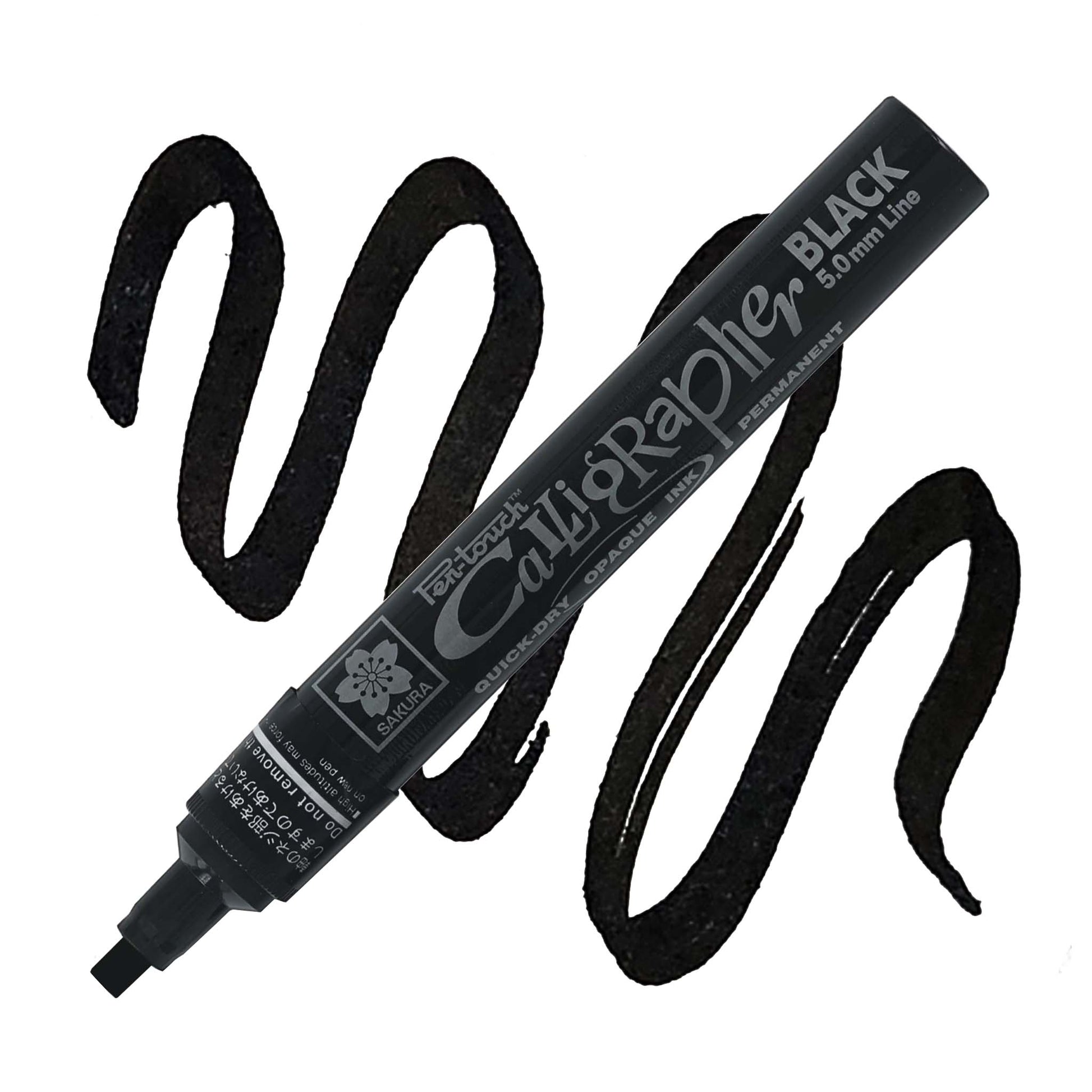 Black Pen-Touch Calligrapher marker in 5mm with swatch.
