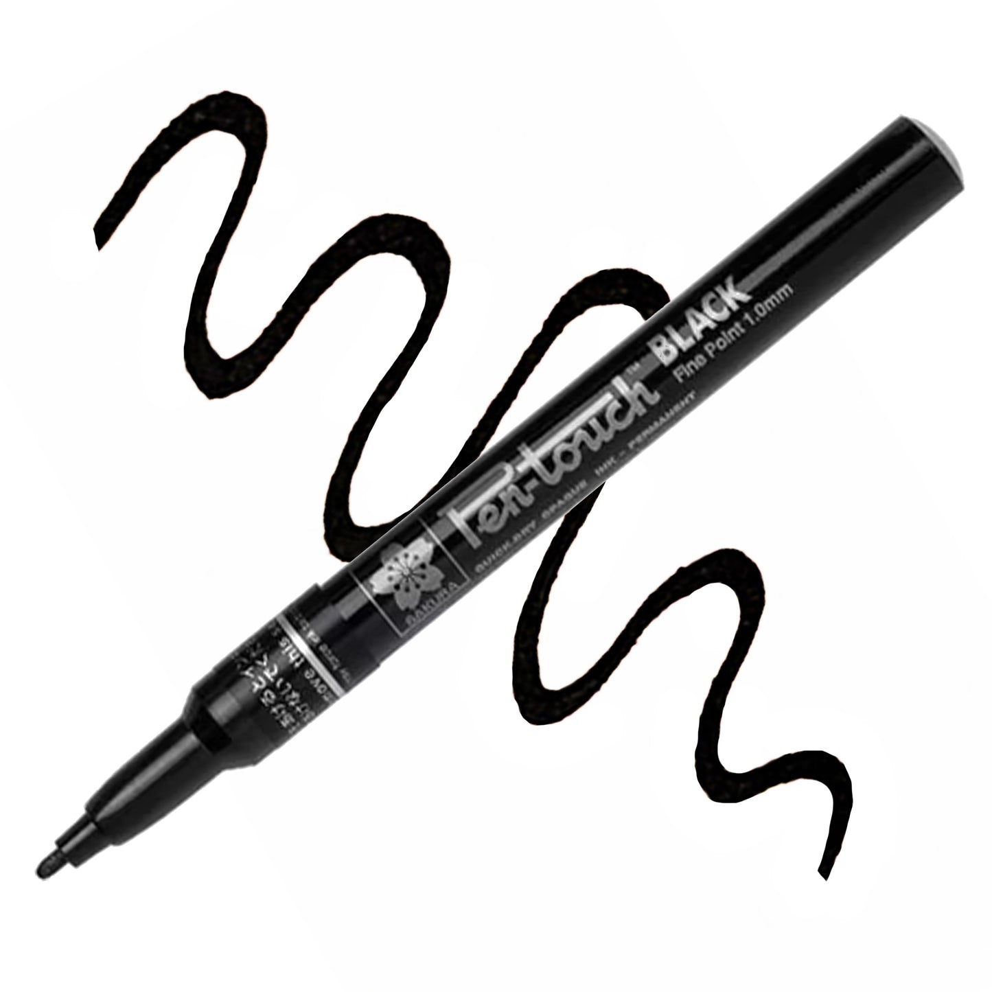 Black Pen-Touch Black pine point marker with swatch.