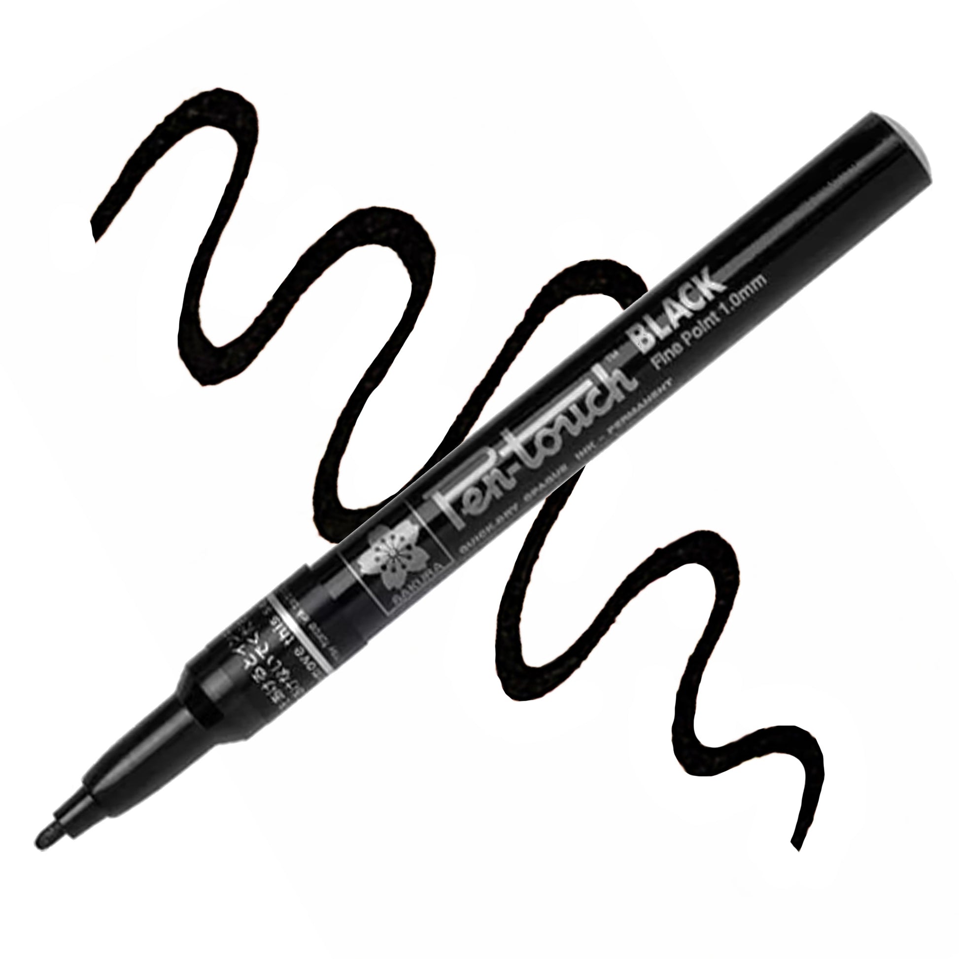 Black Pen-Touch Black pine point marker with swatch.