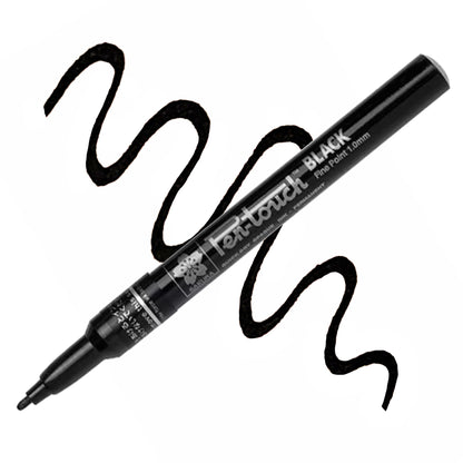 Black Pen-Touch Black pine point marker with swatch.